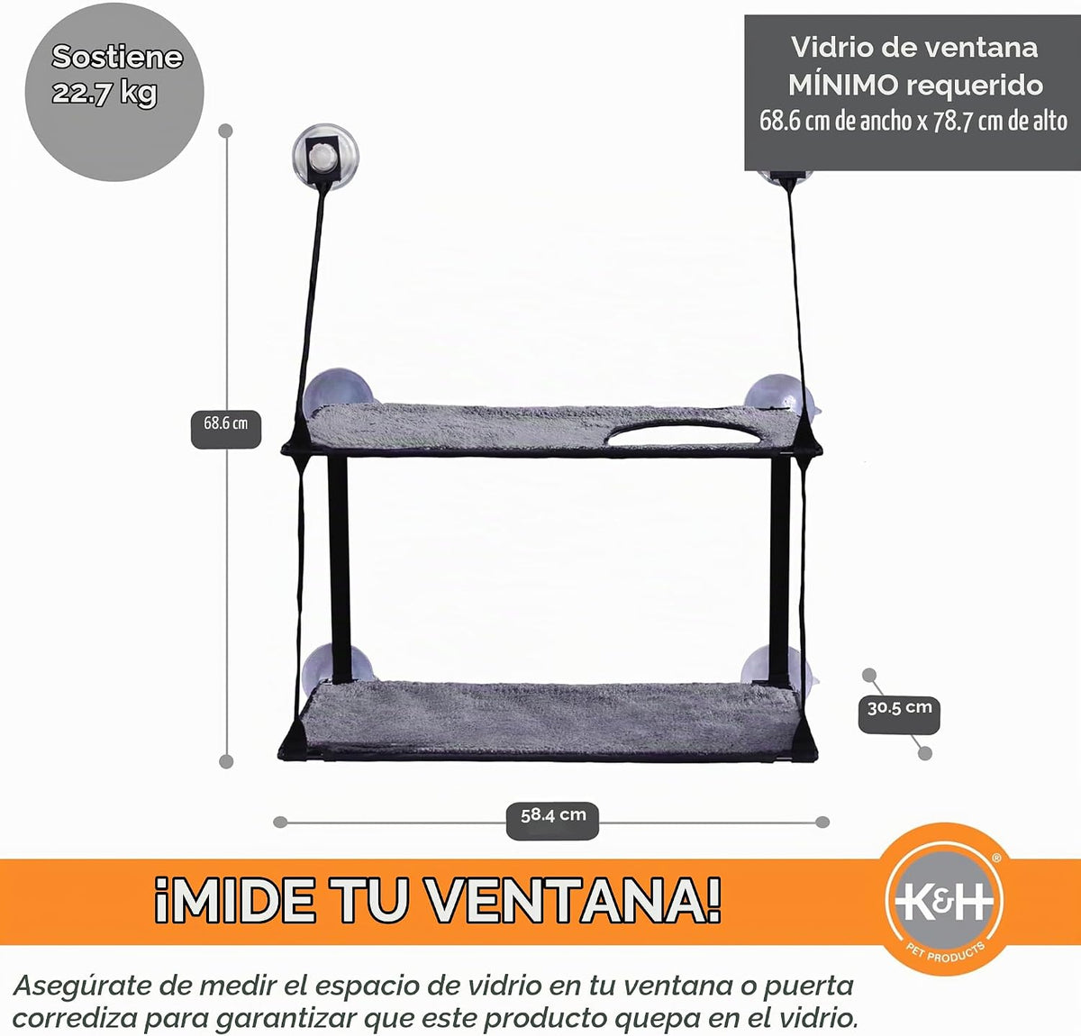 Cama de ventana K&H Doble Lounger gris para gato