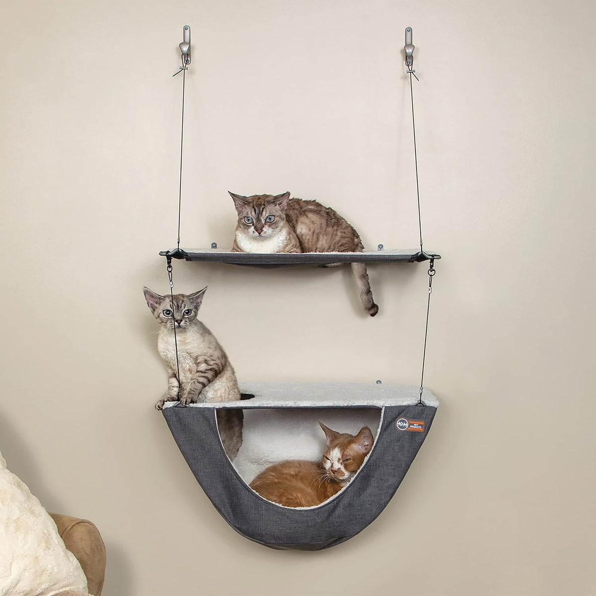 Hamaca doble de pared K&H para gato, gris