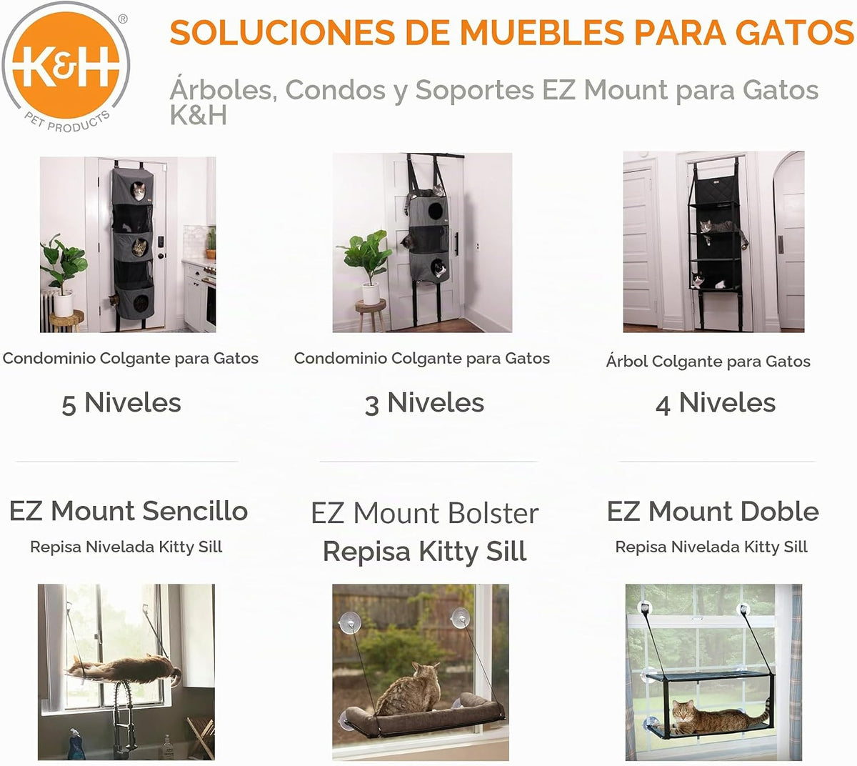 Cama de ventana K&H Kitty Sill color gris para gato