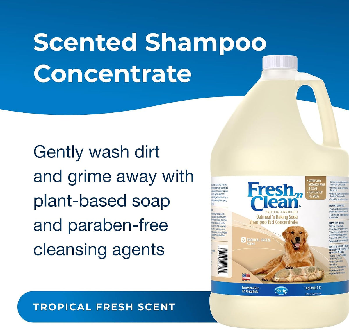 Champú Fresh 'n Clean® Avena y Bicarbonato de Sodio Concentrado 15:1, Esencia de Brisa Tropical