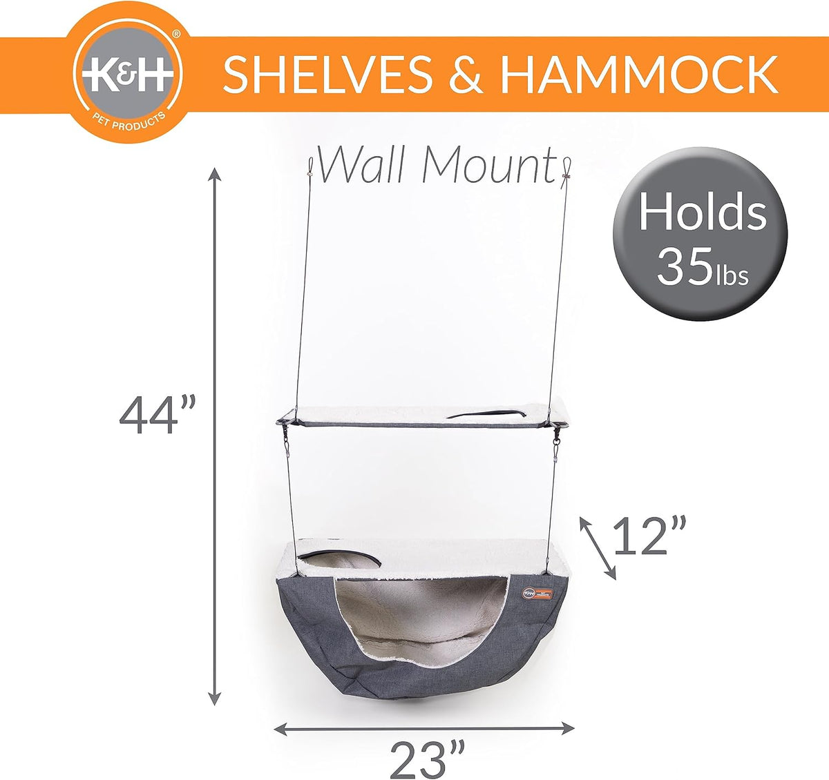 Hamaca doble de pared K&H para gato, gris