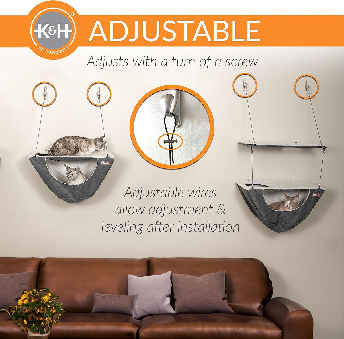 Hamaca doble de pared K&H para gato, gris