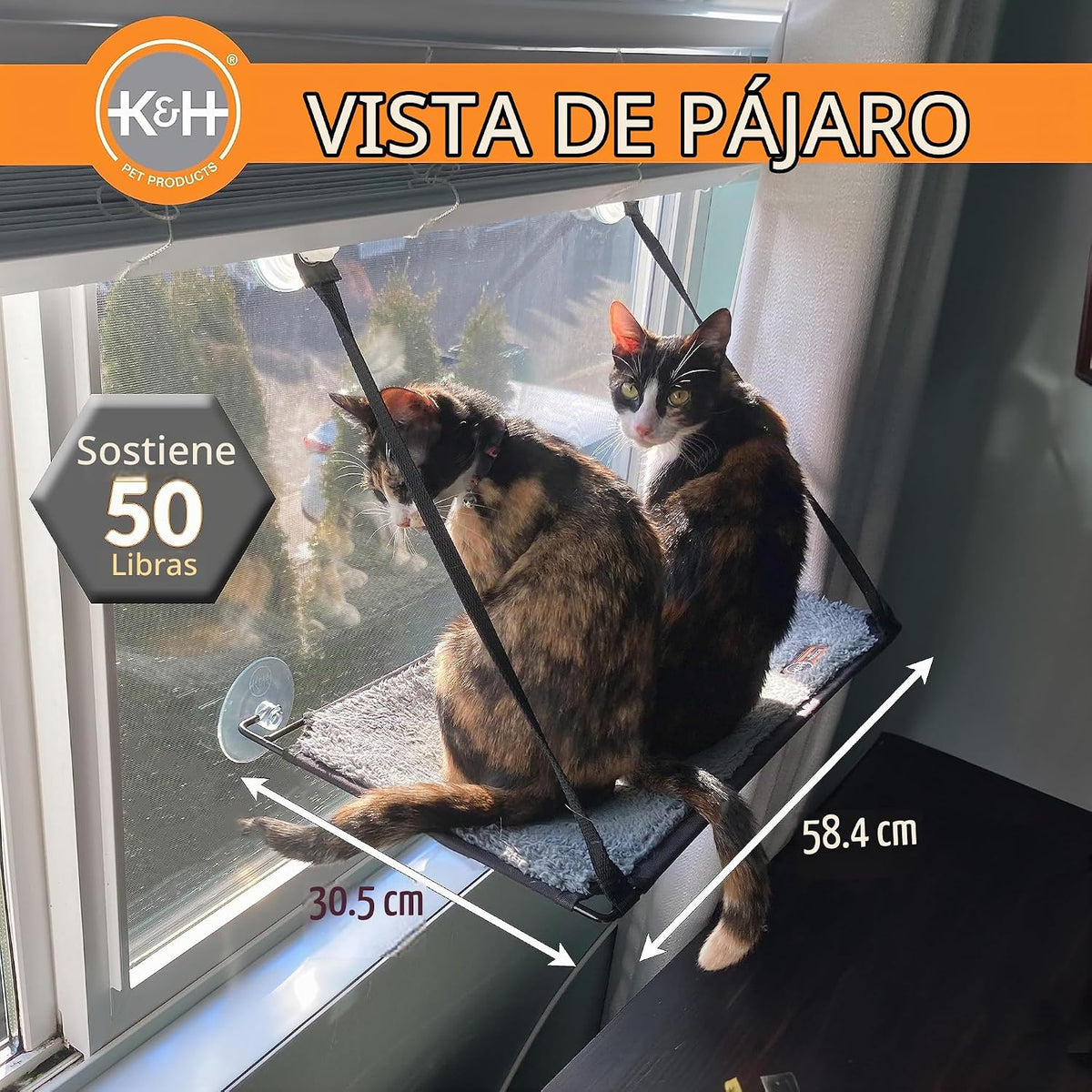 Cama de ventana K&H Kitty Sill color gris para gato