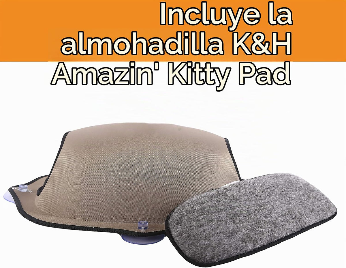 Cama de ventana K&H color Beige para gato EZ Mount Window Pod Kitty Sill