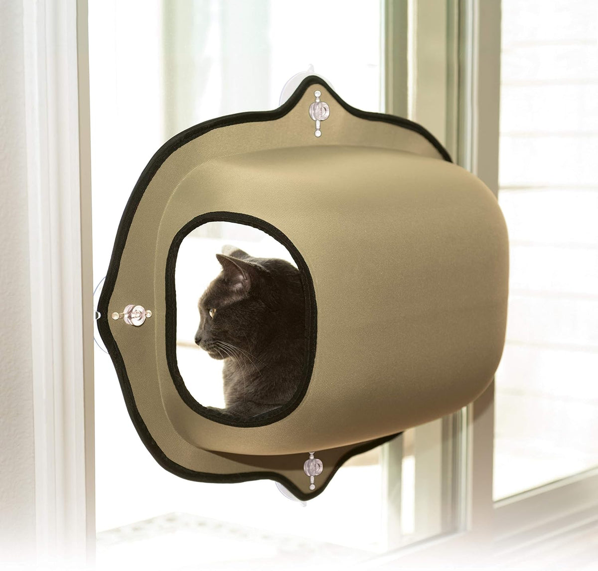 Cama de ventana K&H color Beige para gato EZ Mount Window Pod Kitty Sill