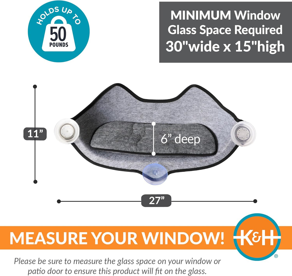 Cama de ventana K&H color gris para gato