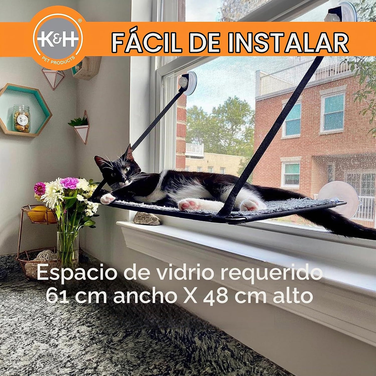 Cama de ventana K&H Kitty Sill color gris para gato