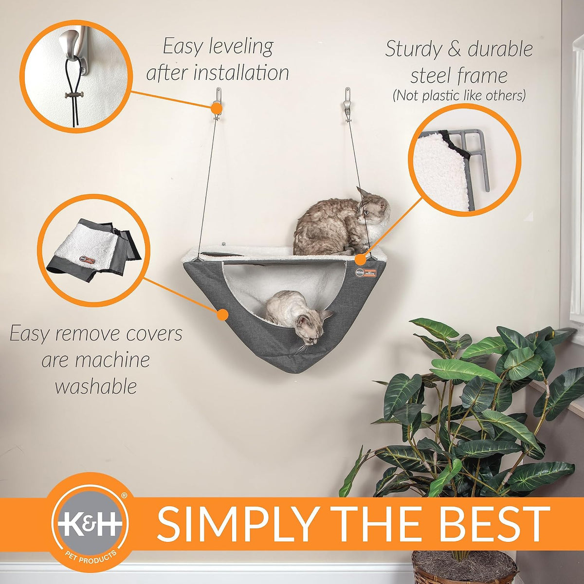 Hamaca de pared Individual K&H color gris para gato