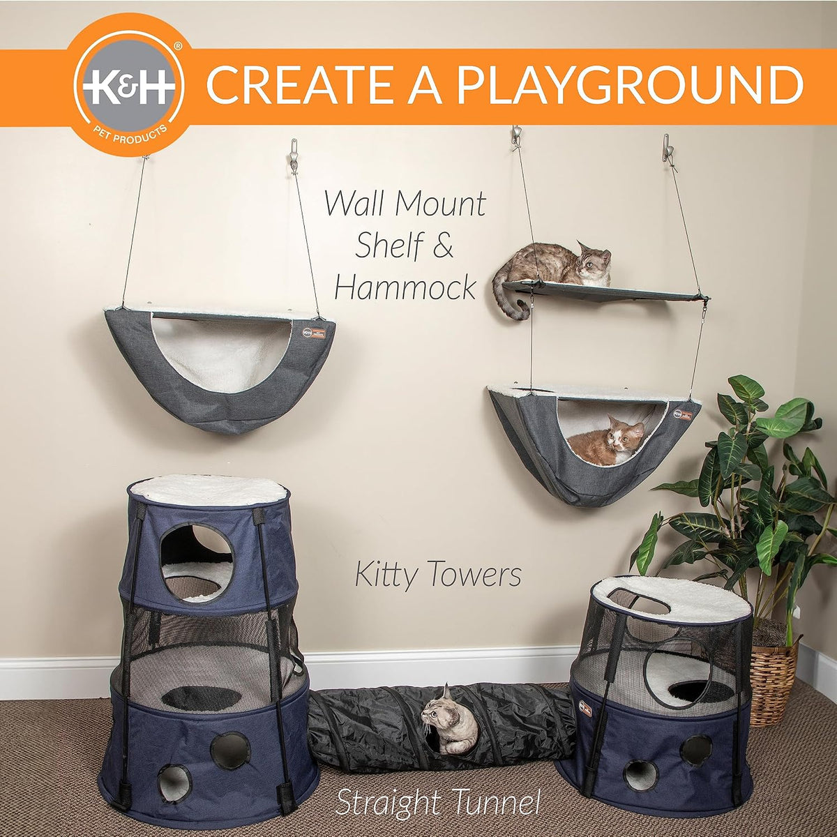 Hamaca de pared Individual K&H color gris para gato