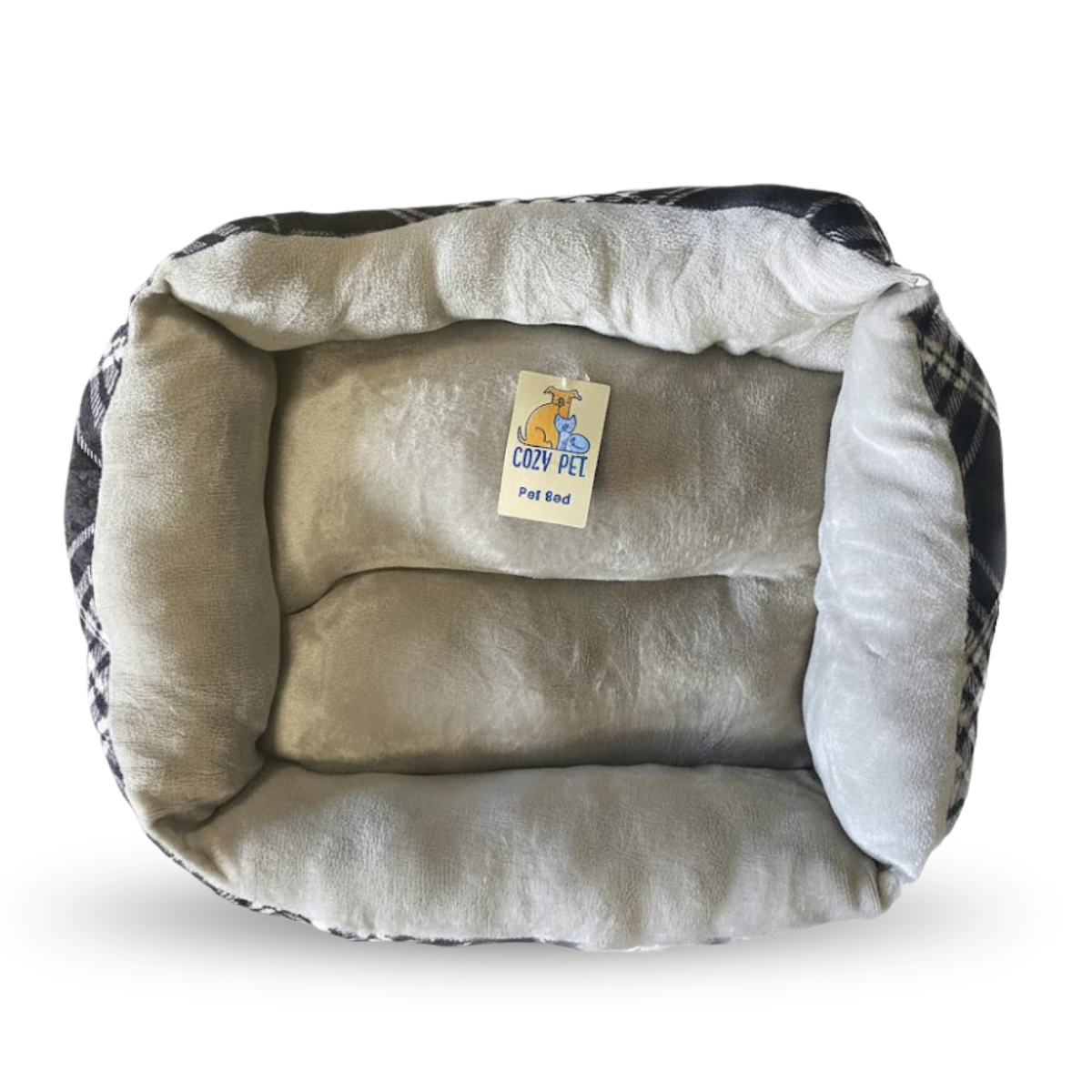 DMC Cama Cozy Pet estampado Negro Plata Cuadros