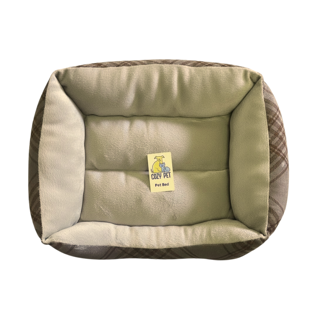 DMC Cama Cozy Pet estampado Café Plata Cuadros