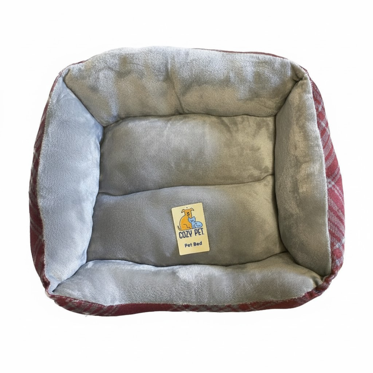 DMC Cama Cozy Pet estampado Vino y Gris a Cuadros