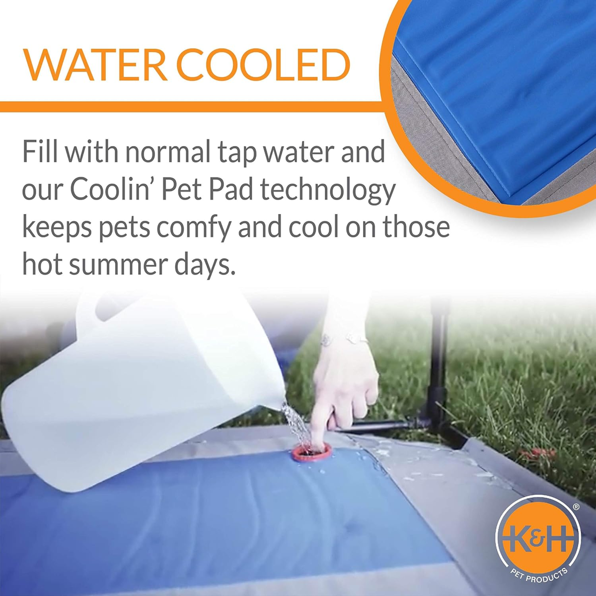 K&H Cama elevada  Coolin' Pet gris/azul mediana, para perro