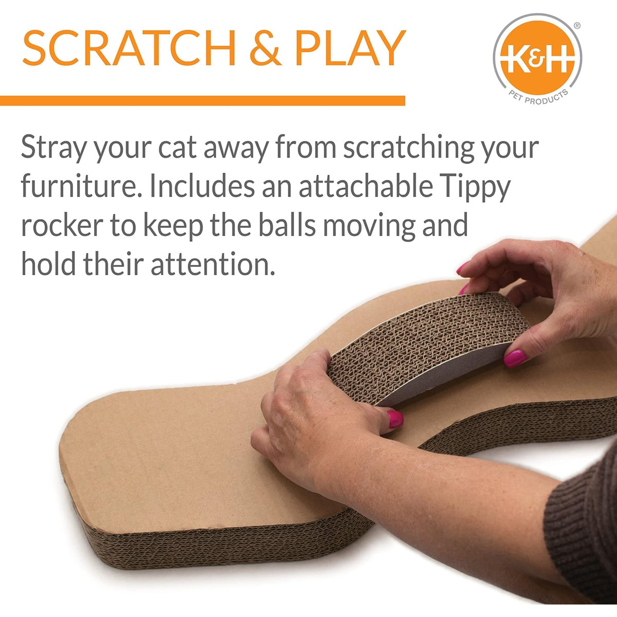 K&H Rascadero Kitty Tippy Track n' Roll de cartón con catnip, para gato