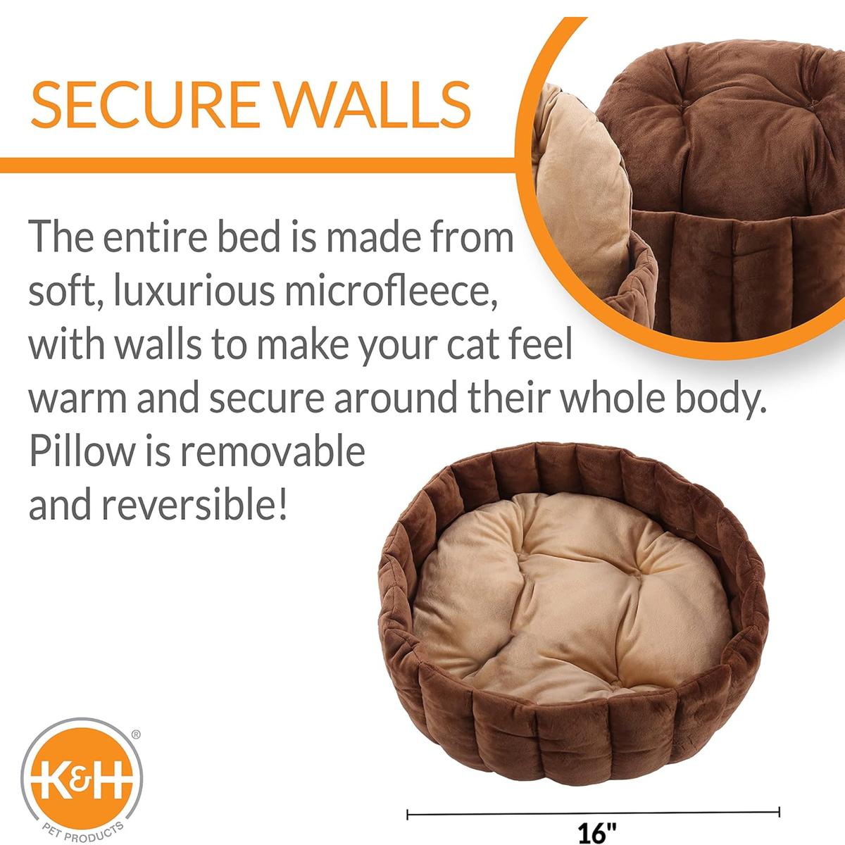 K&H Cama Kitty Cup Beige/Moca, para gato grande