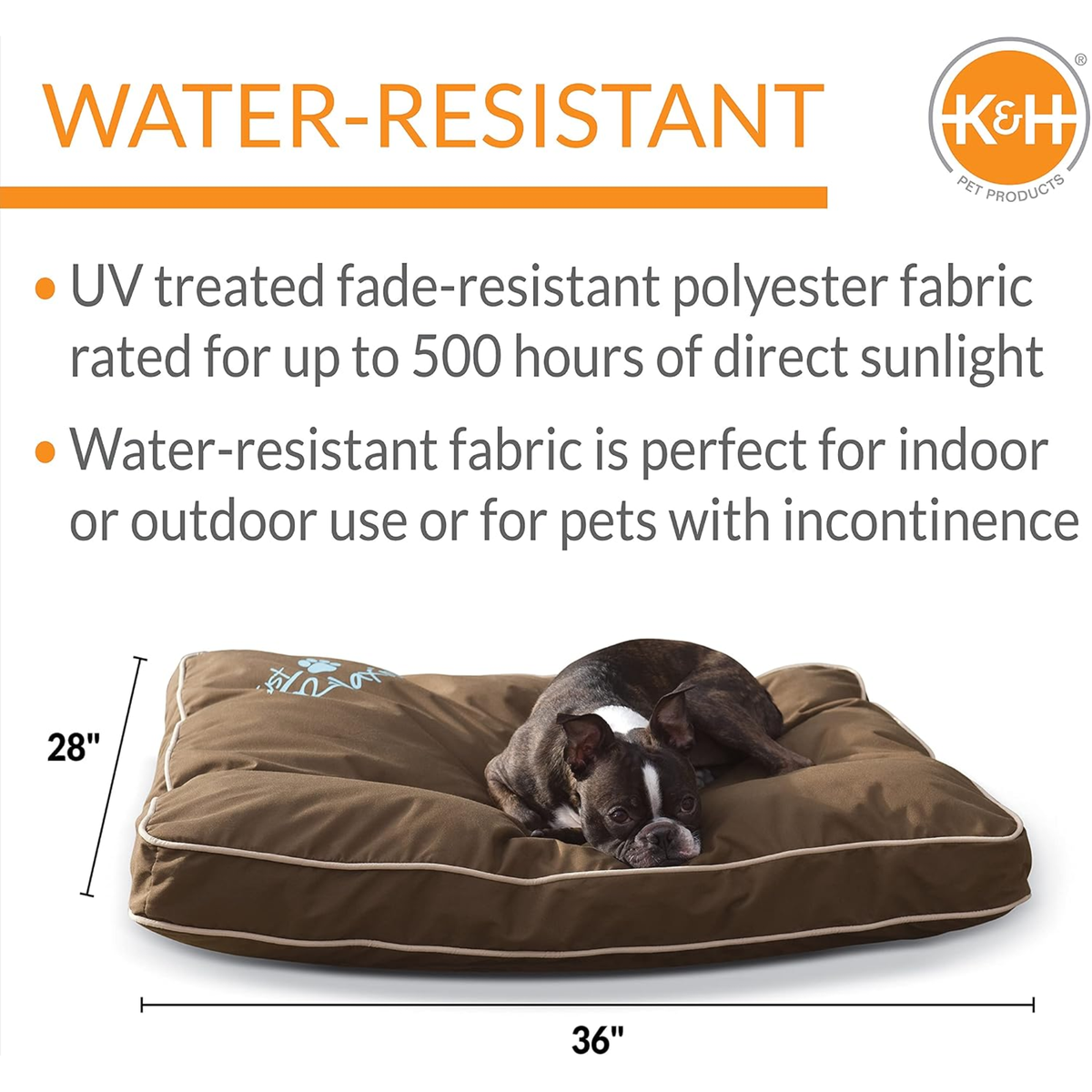 K&H  Cama interior/exterior Just Relaxin' Chocolate, para perro mediano y grande