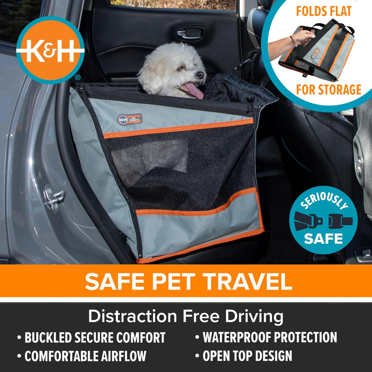 K&H Asiento para Coche  Buckle N' Go, para mascotas