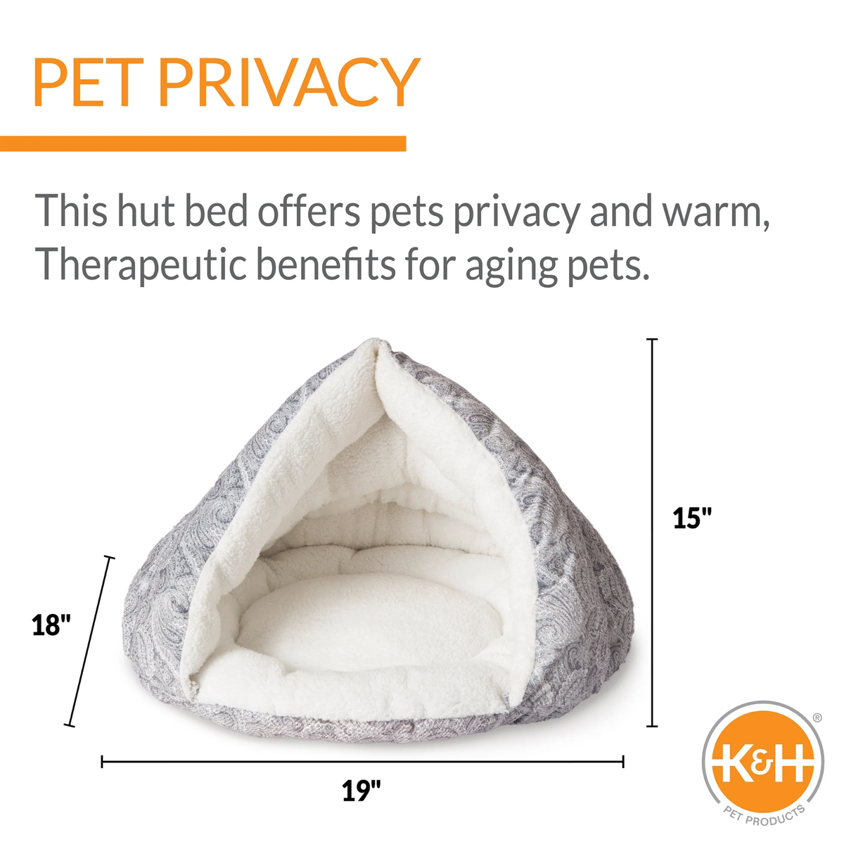 K&H Cama calor reflejante Hut para mascota, gris