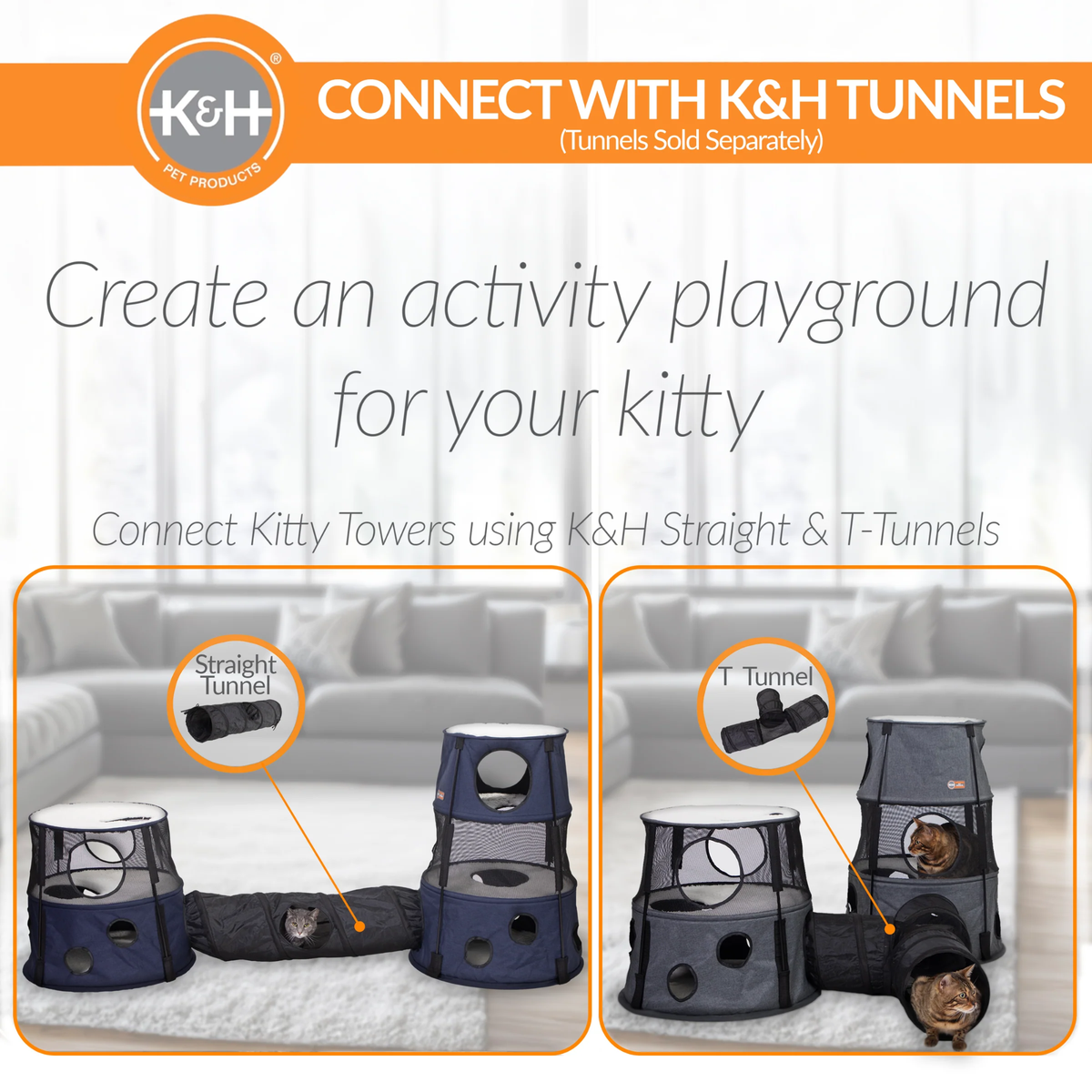 K&H Torre  Kitty Tower Classy 3 pisos mezclilla, para gato