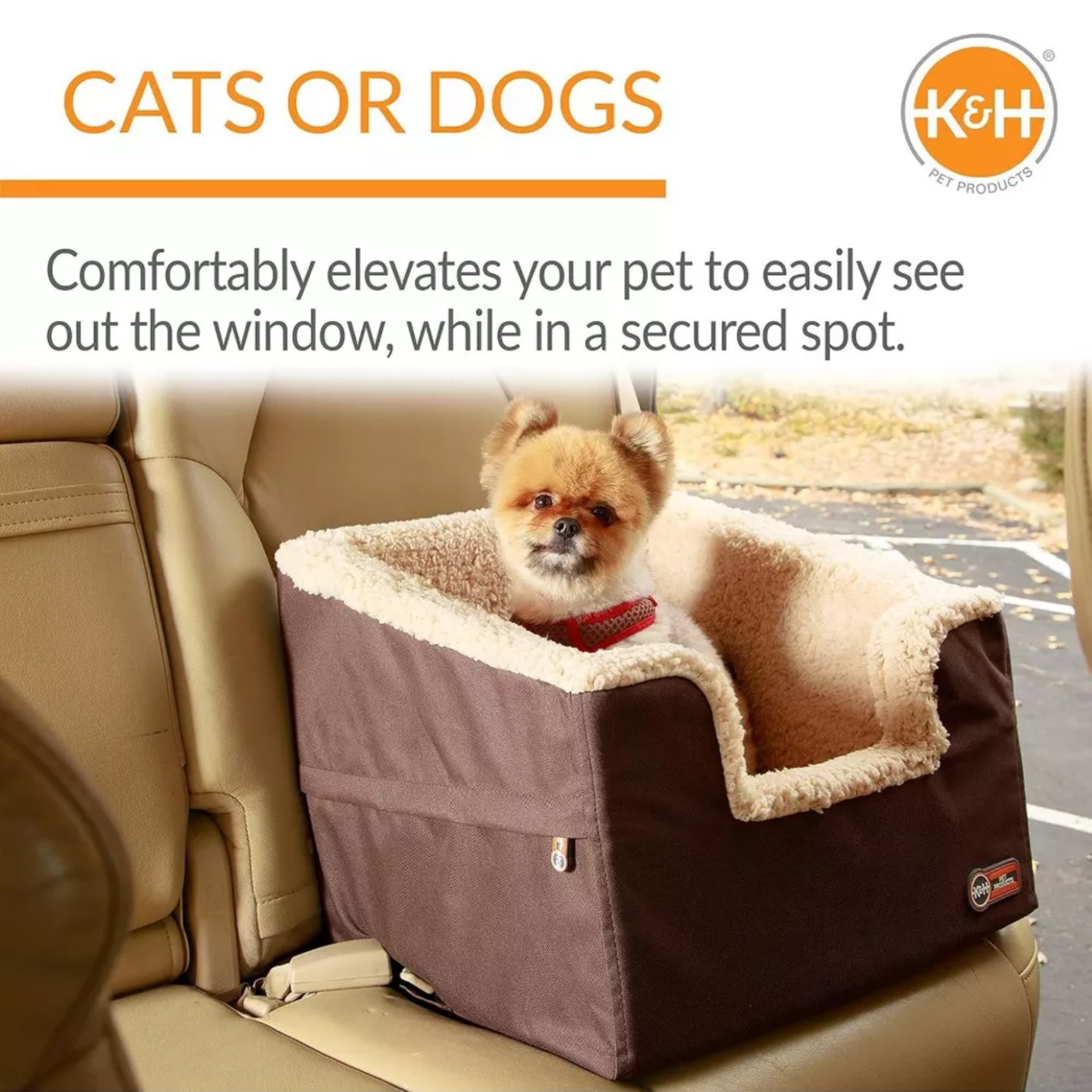 K&H Asiento rectangular para coche  Bucket Bolster, para perro