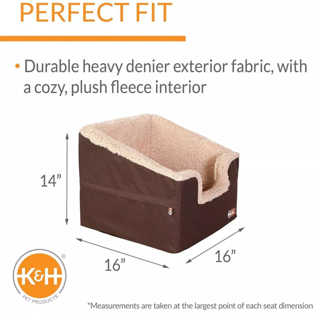 K&H Asiento rectangular para coche  Bucket Bolster, para perro