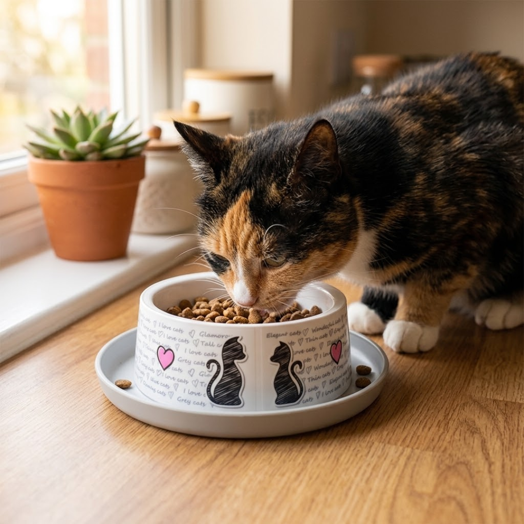 Moderna Plato para Gato Trendy Dinner Cats in Love