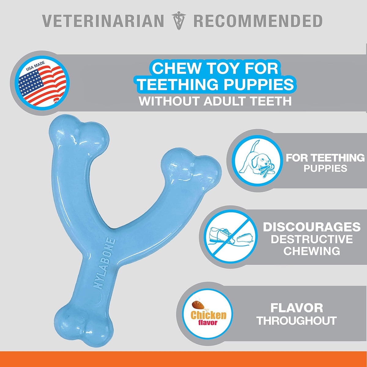 Nylabone Cachorro Huesito Wishbone Puppy Chew Pollo