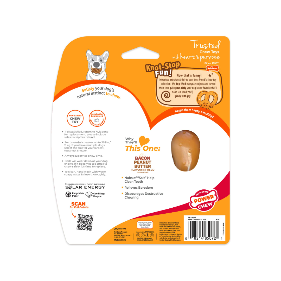 Nylabone Juguete Power Chew Pretzel Tocino y crema de Cacahuate