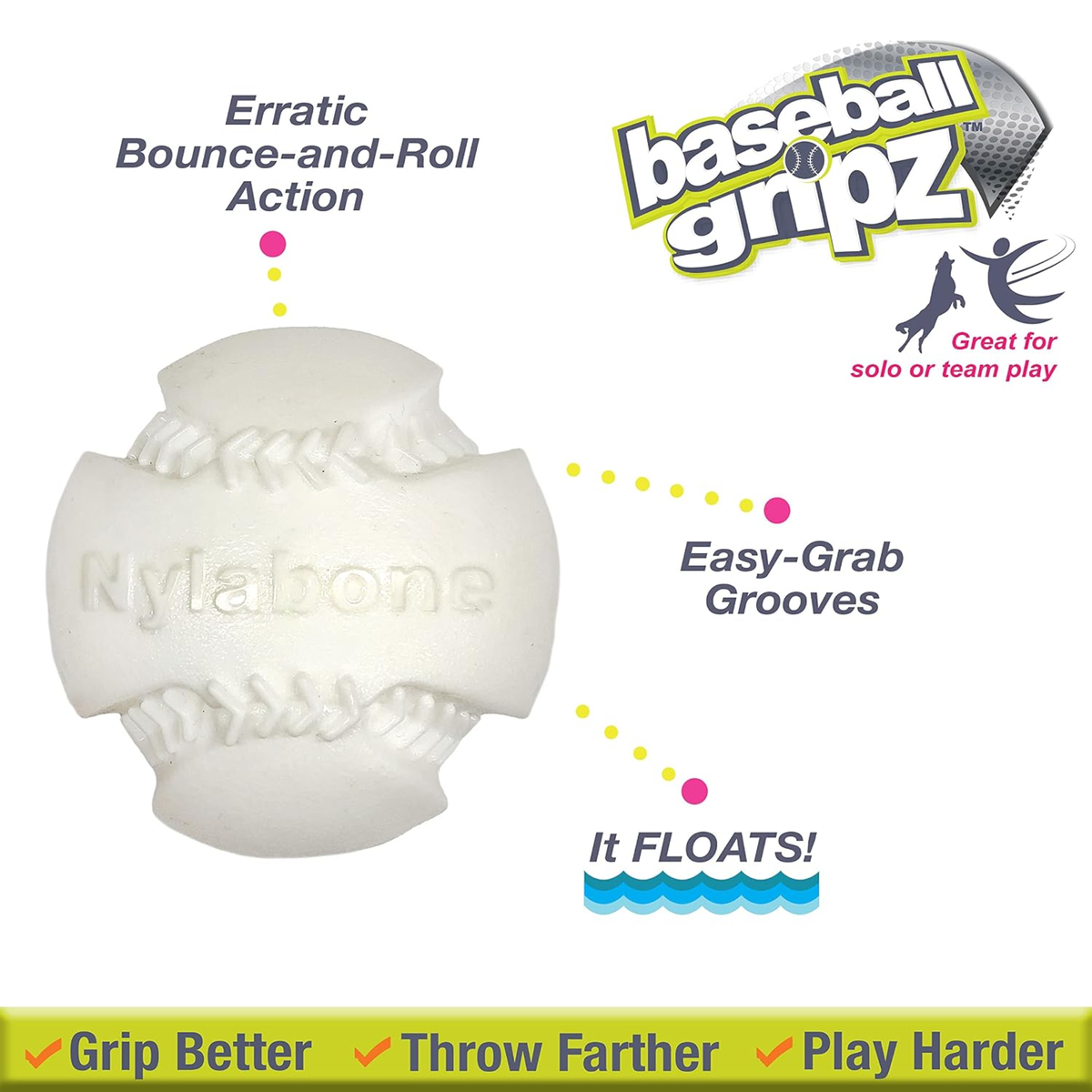 Nylabone Juguete Power Play Baseball, para perro