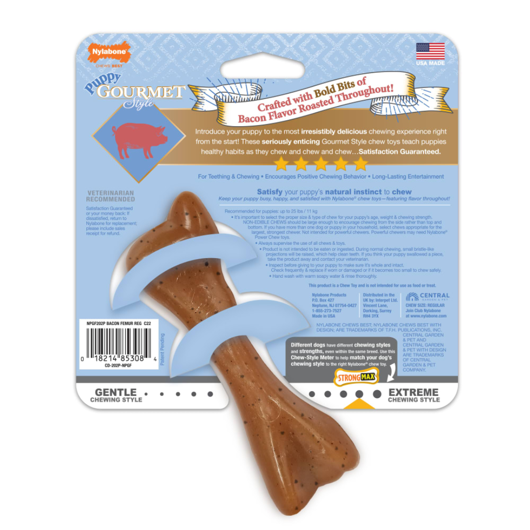 Nylabone Cachorro Juguete Fémur Gourmet Style Tocino