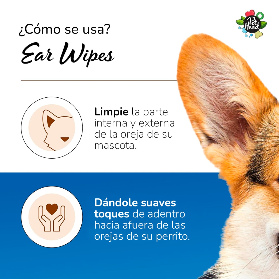 Pet Head Toallitas Húmedas para limpieza de oídos