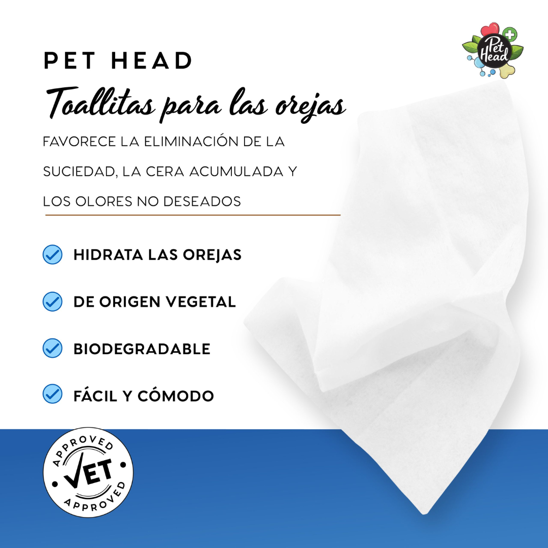 Pet Head Toallitas Húmedas para limpieza de oídos