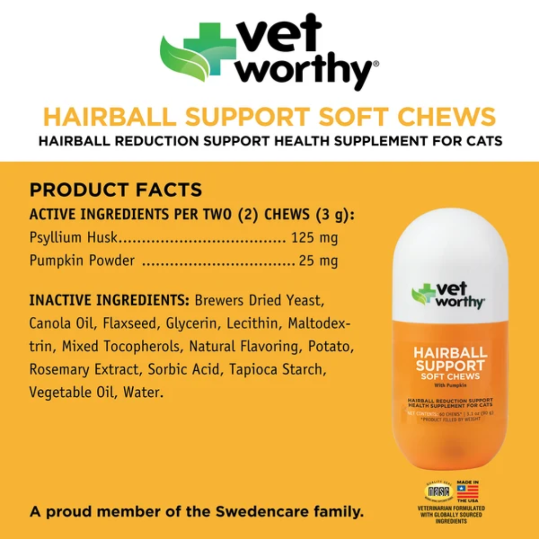 Vet worthy Suplementos Masticables Soporte Bolas de Pelo para Gatos