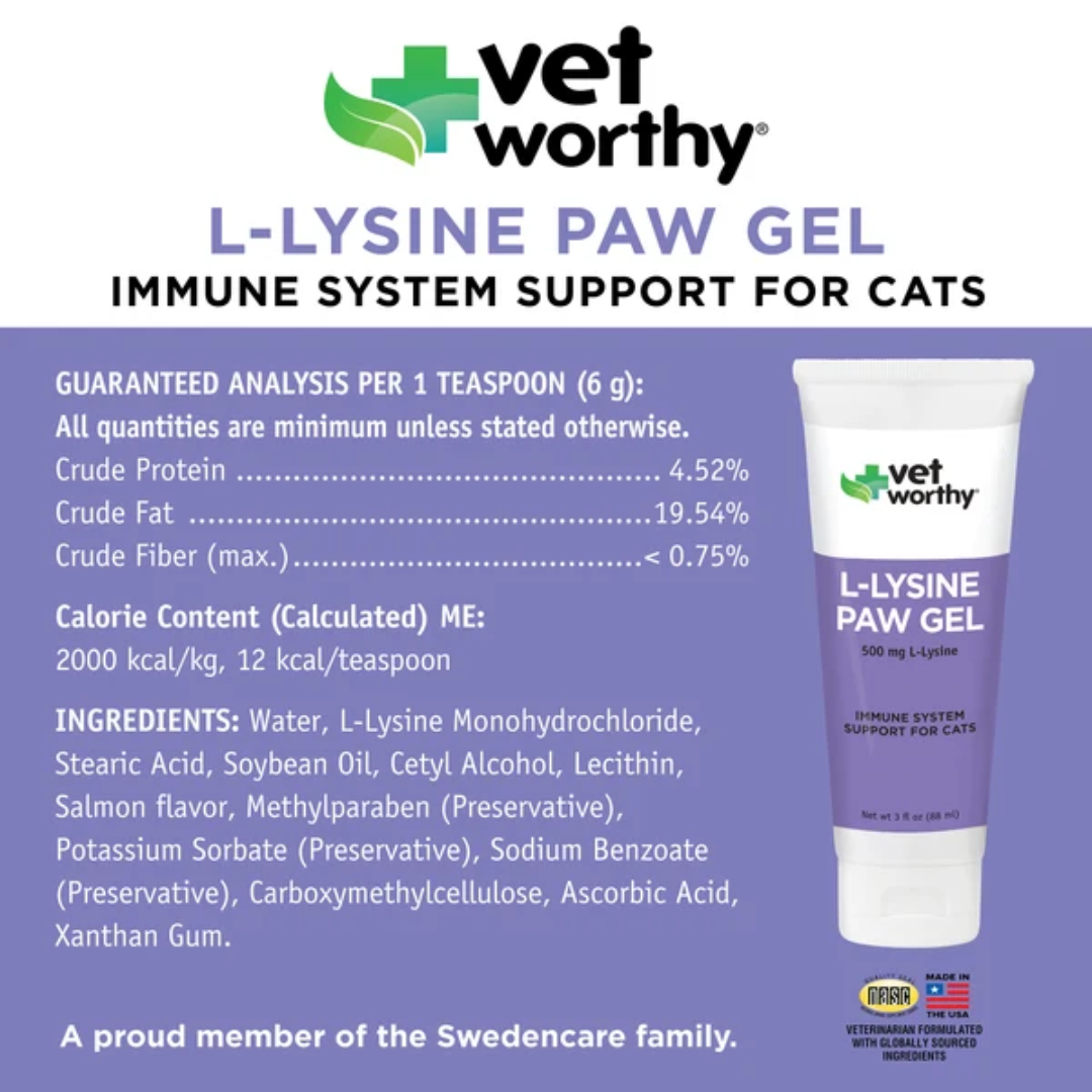 Vet Worthy Suplemento Gel para Patas L-Lisina para Gato