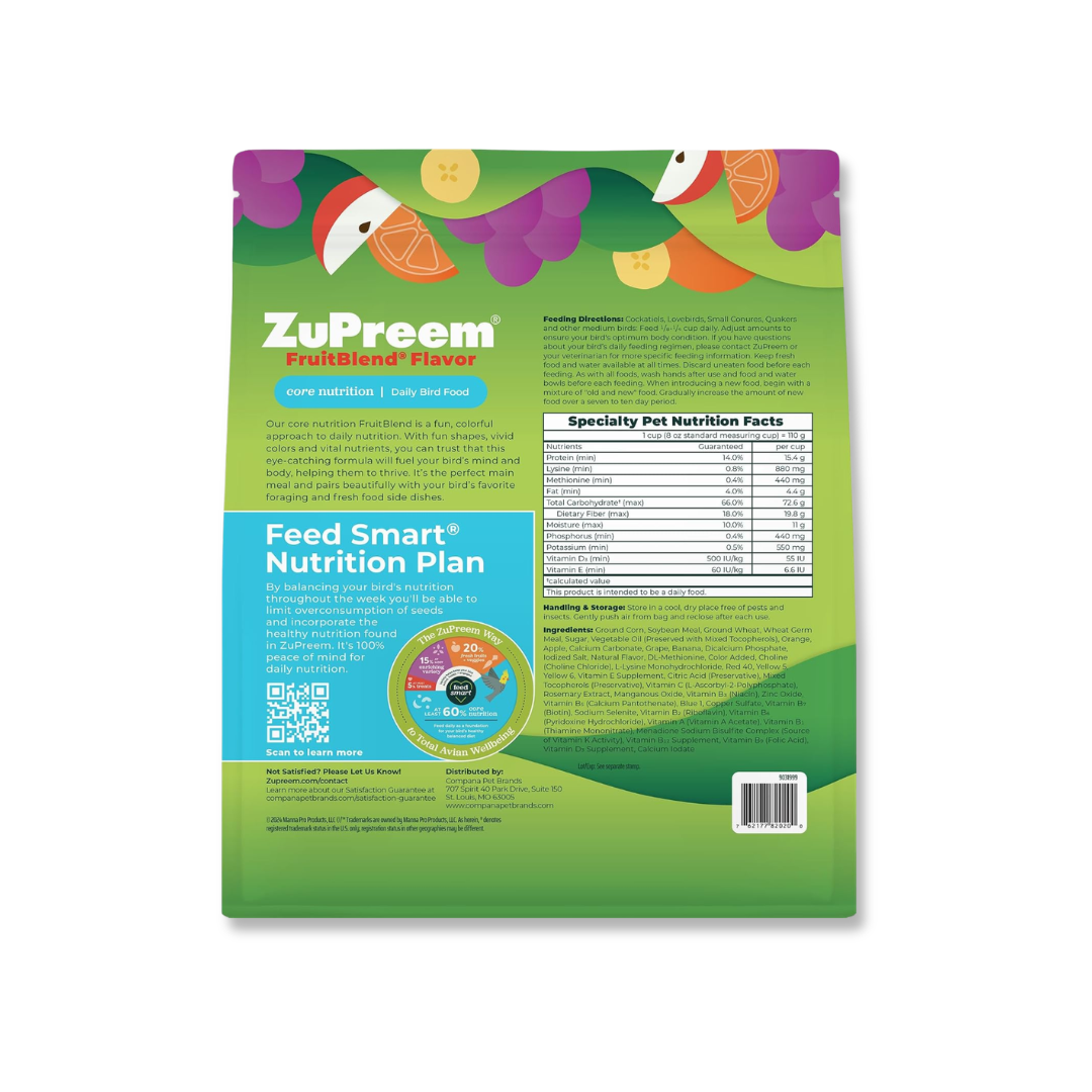 Zupreem Alimento FruitBlend Ninfa